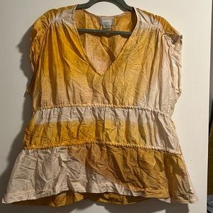 M.Patmos yellow tie dye batik print lightweight shirt